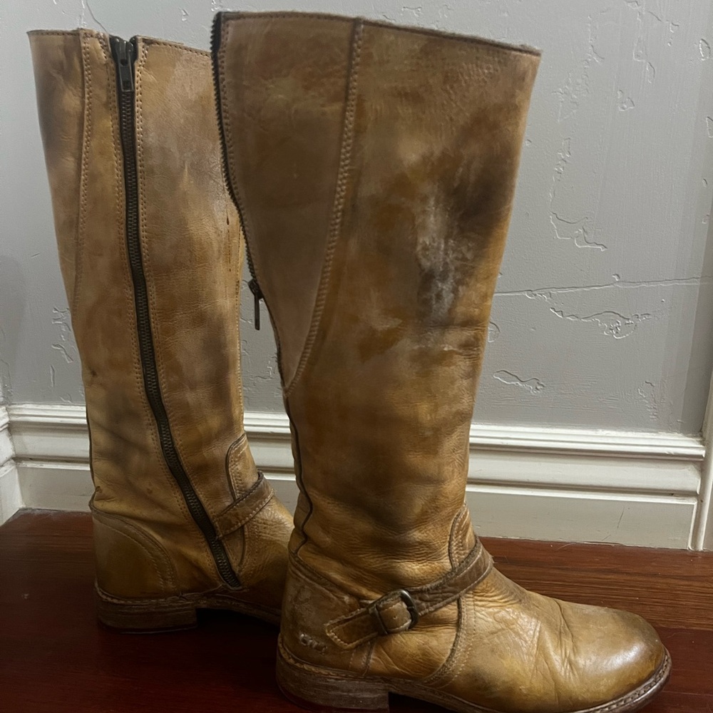 Bed Stu Tan Leather Over the Knee Boots